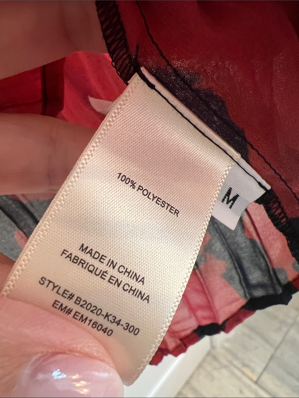 Bella Dahl Red & Black Pleated Tie-Neck Blouse - Picture 4 of 4